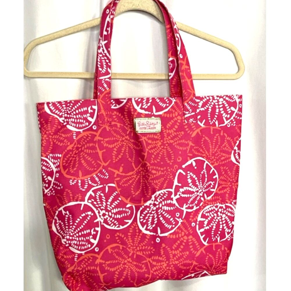 Lilly Pulitzer For Estee Lauder Large Orange White Pink Tote Bag